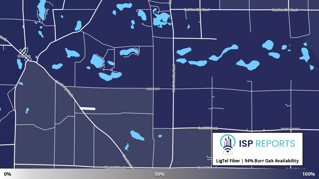 Burr Oak, IN map of internet availability