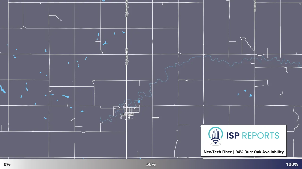 Burr Oak, KS map of internet availability