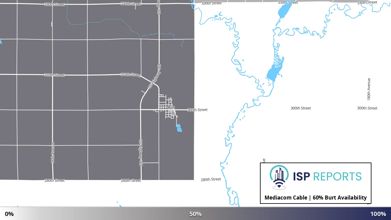 Burt, IA map of internet availability