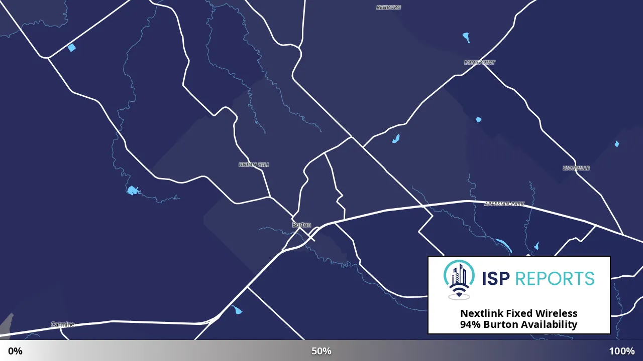 Burton, TX map of internet availability