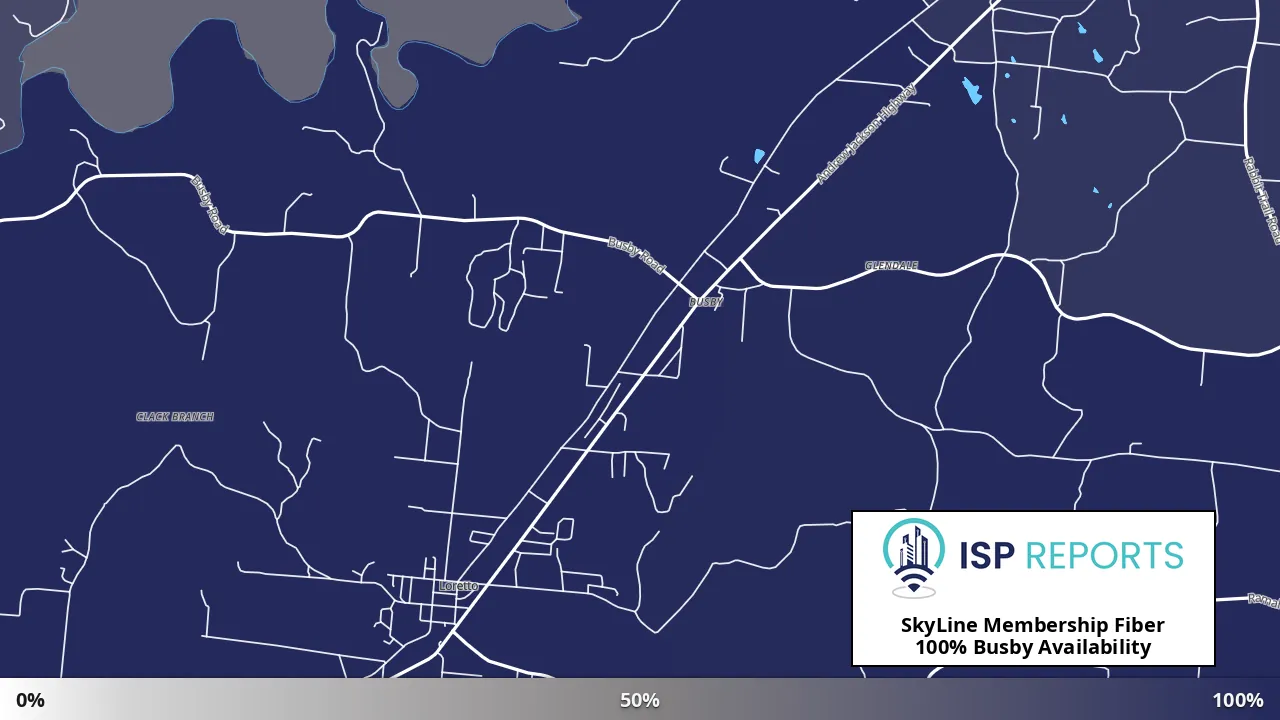 Busby, TN map of internet availability