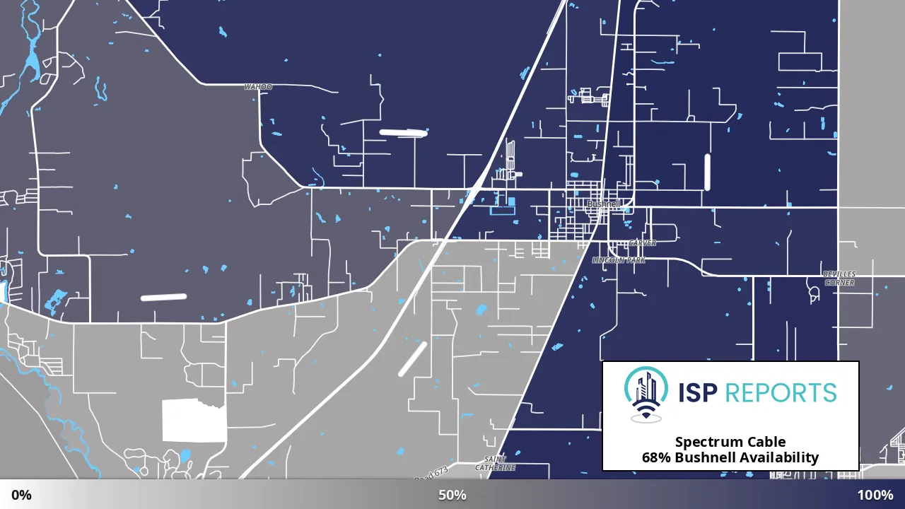 Bushnell, FL map of internet availability