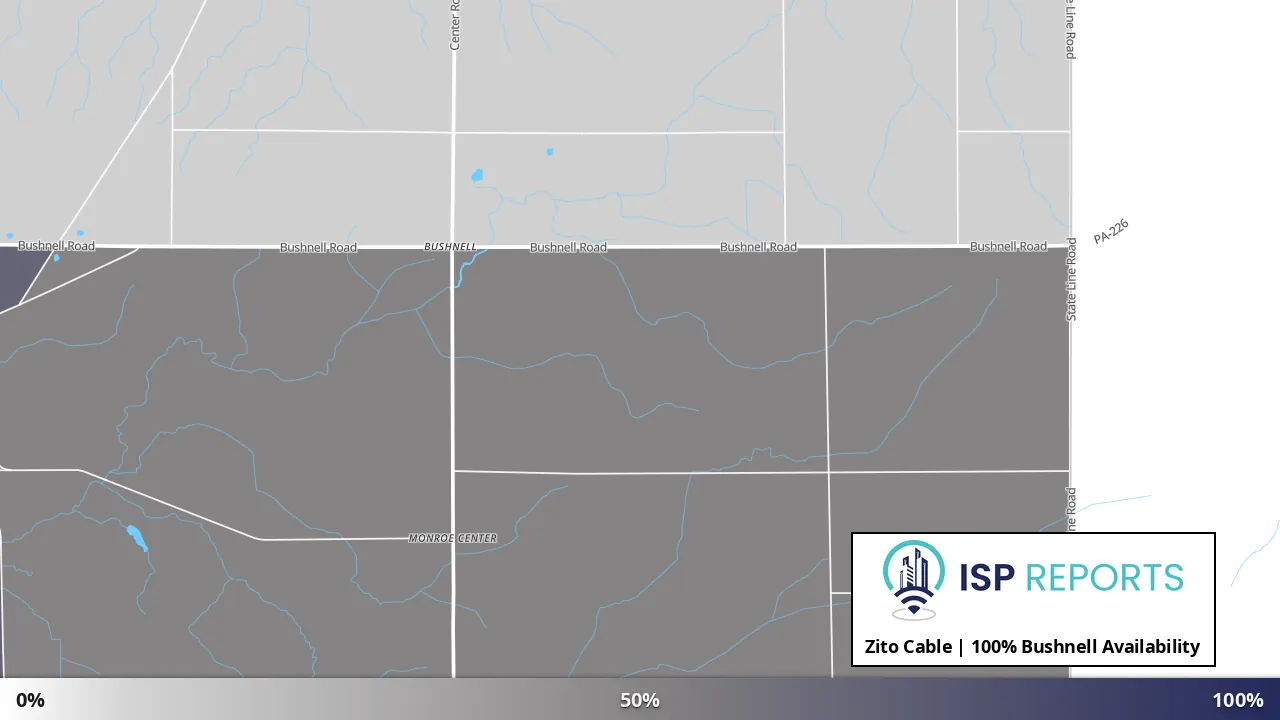 Bushnell, OH map of internet availability