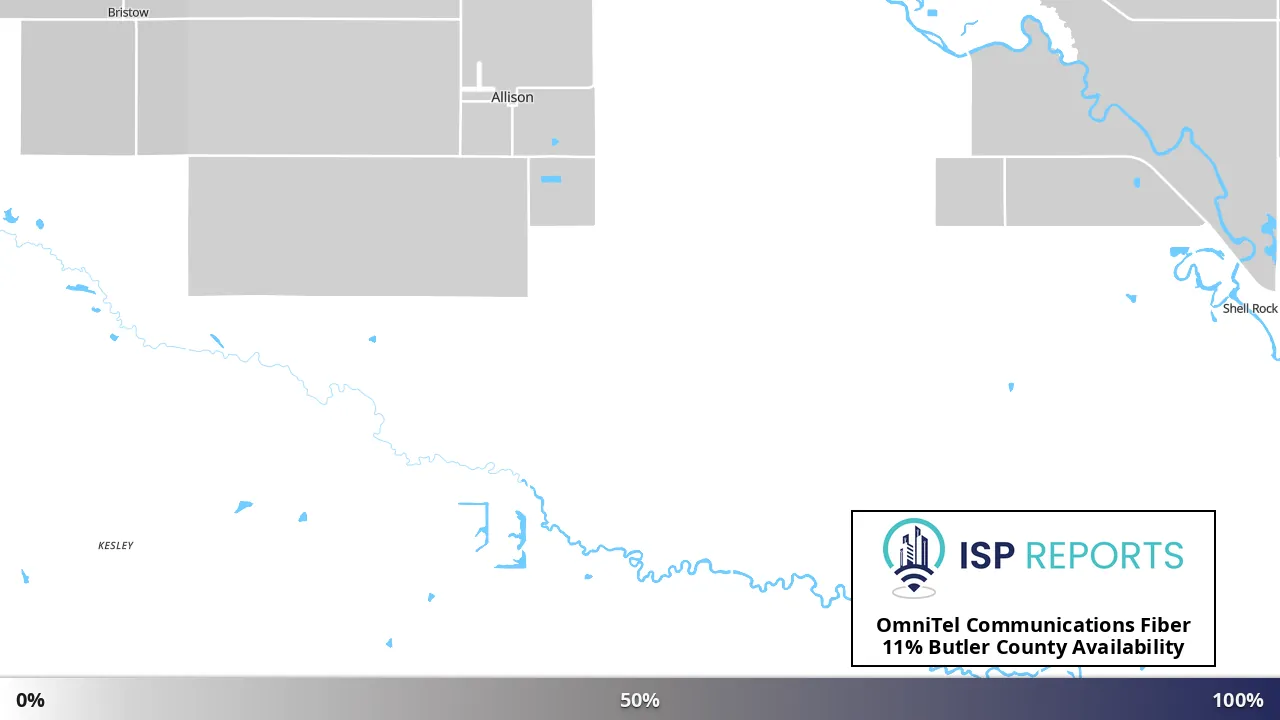 Butler County, IA map of internet availability