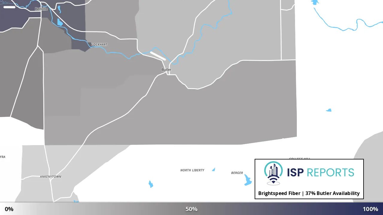 Butler, OH map of internet availability