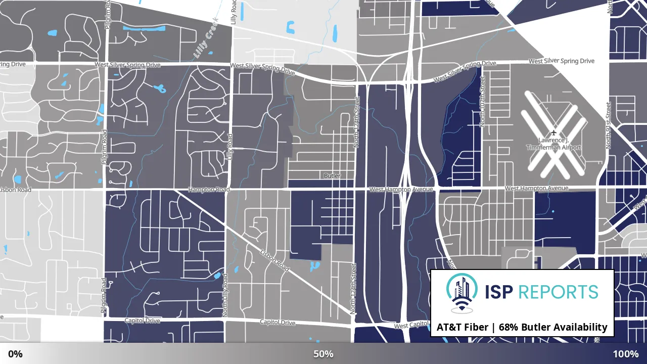 Butler, WI map of internet availability