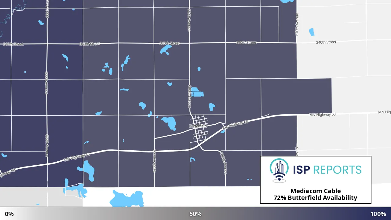 Butterfield, MN map of internet availability