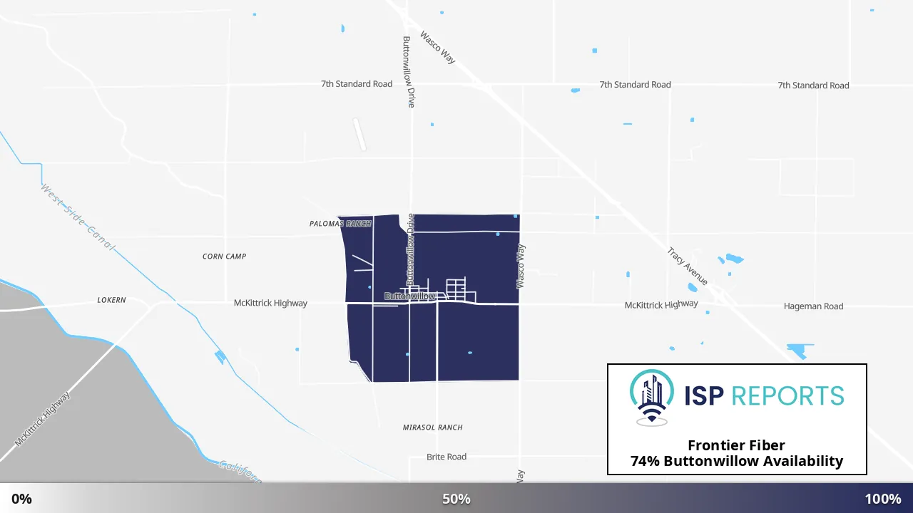 Buttonwillow, CA map of internet availability