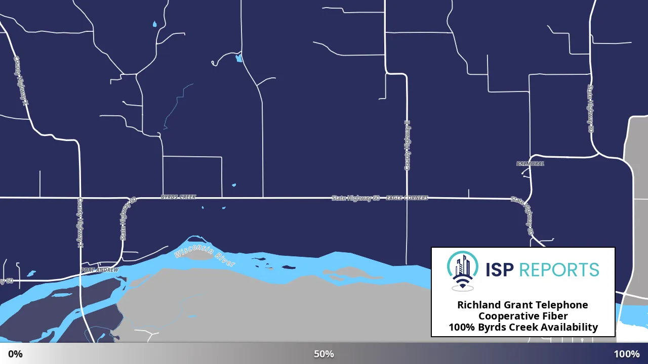Byrds Creek, WI map of internet availability