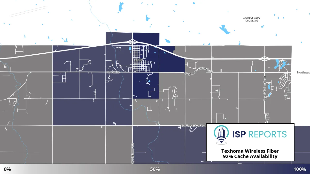 Cache, OK map of internet availability