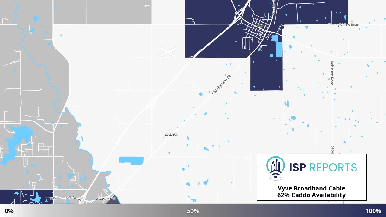 Caddo, OK map of internet availability