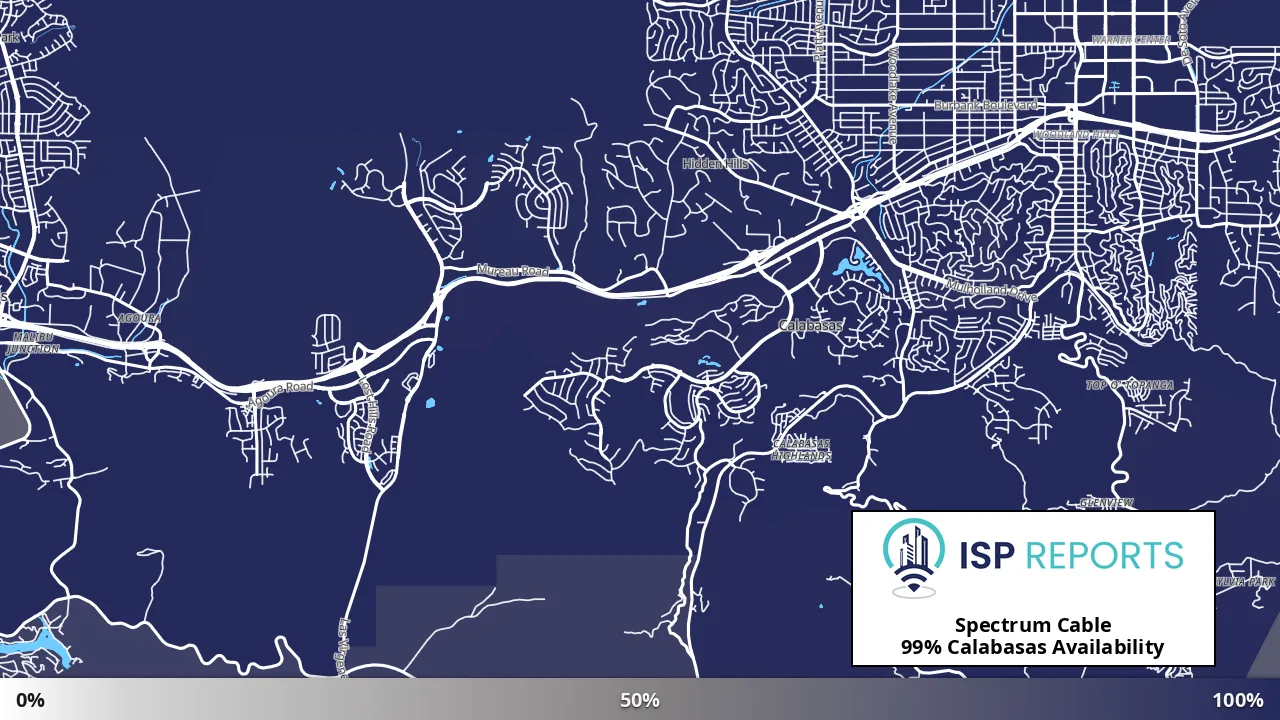 Calabasas, CA map of internet availability