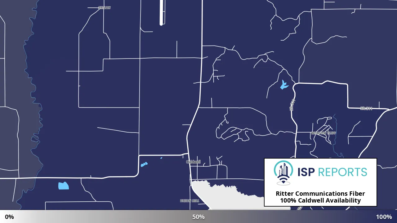 Caldwell, AR map of internet availability