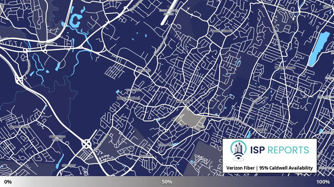 Caldwell, NJ map of internet availability