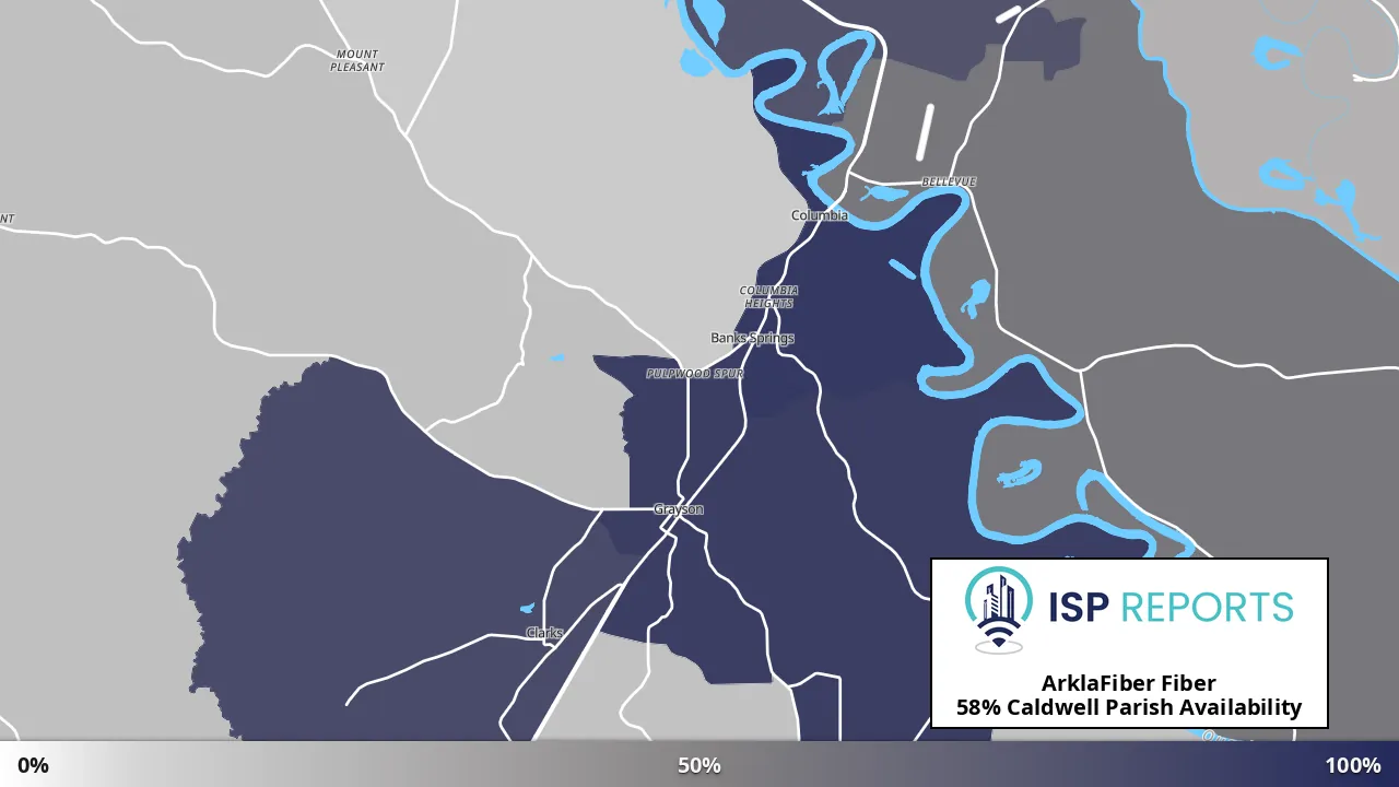 Caldwell Parish, LA map of internet availability