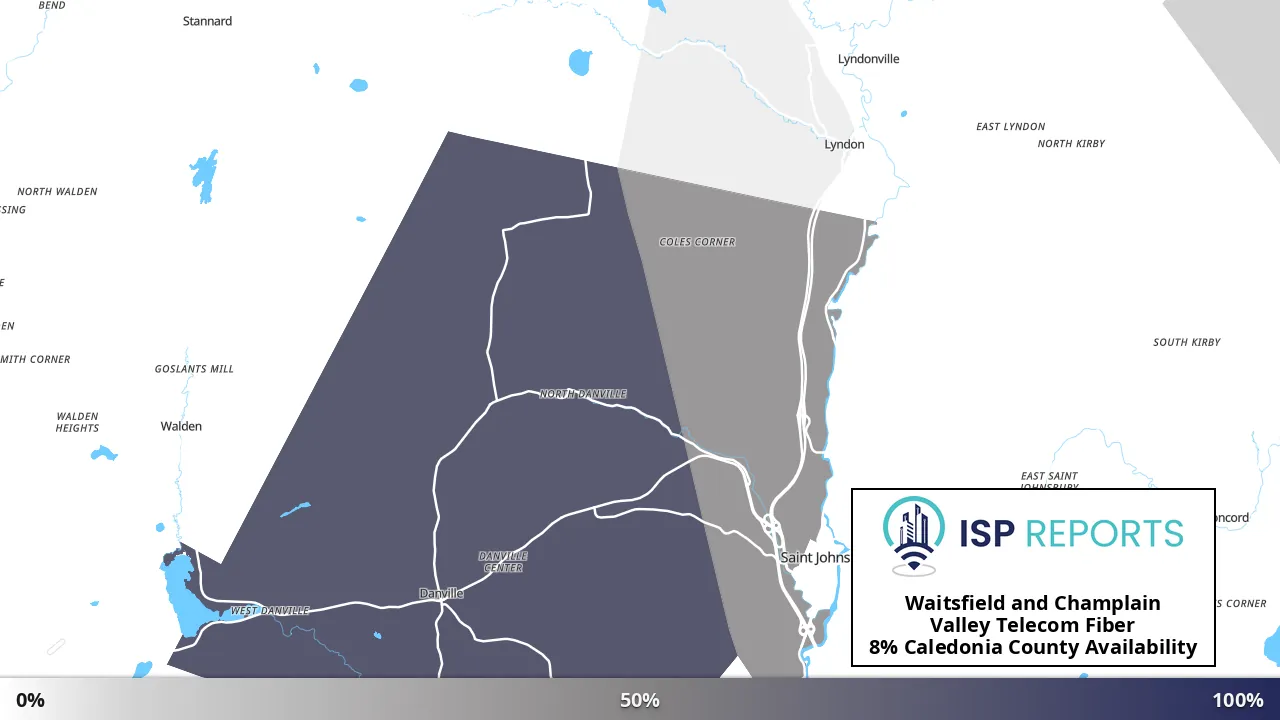 Caledonia County, VT map of internet availability