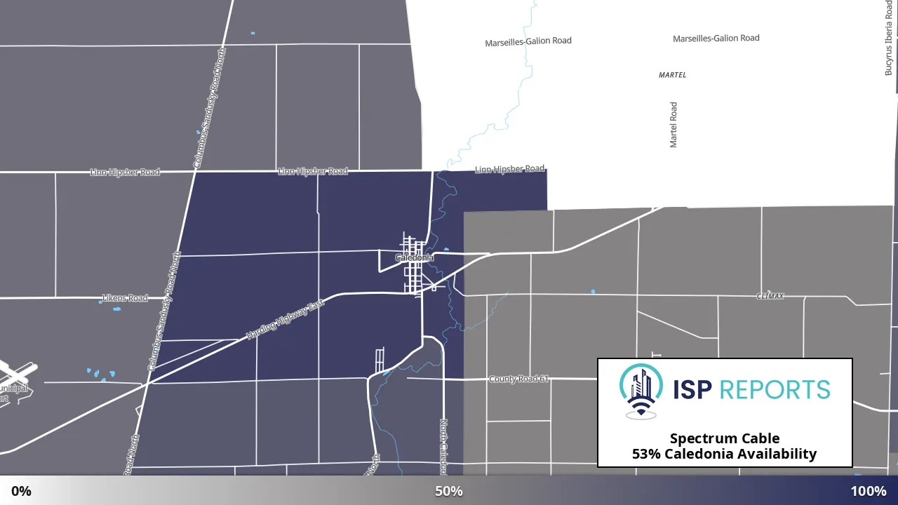 Caledonia, OH map of internet availability