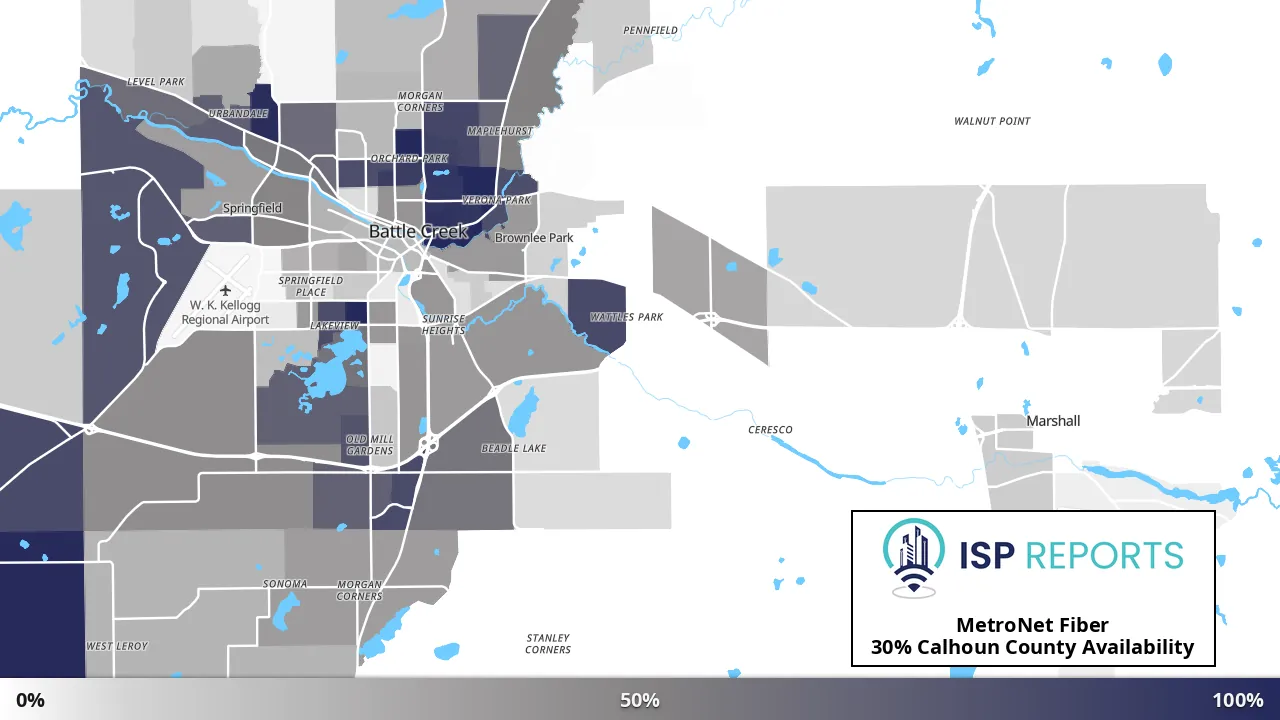 Calhoun County, MI map of internet availability