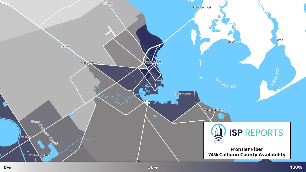 Calhoun County, TX map of internet availability