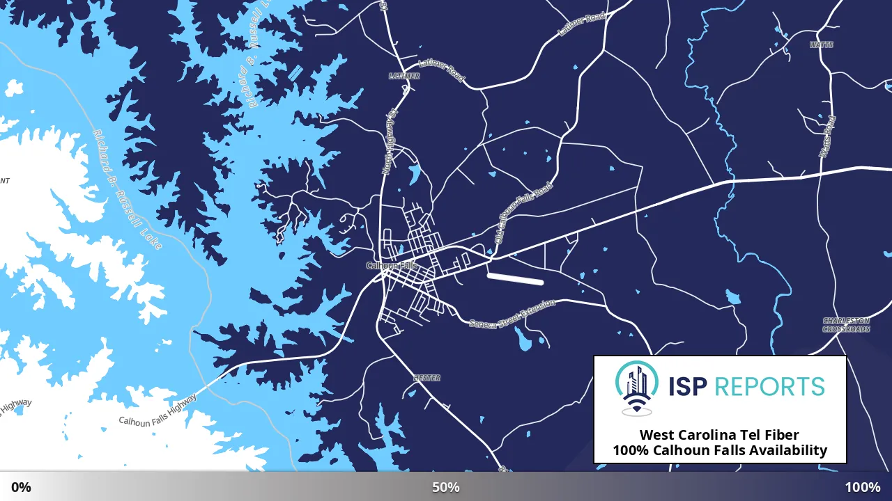Calhoun Falls, SC map of internet availability