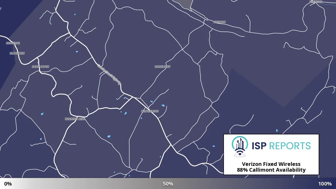 Callimont, PA map of internet availability