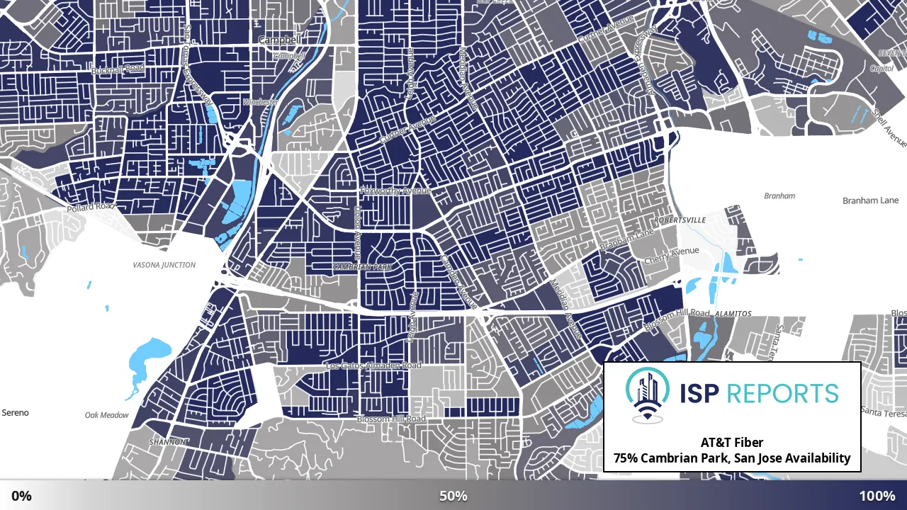 Cambrian Park, San Jose, CA map of internet availability