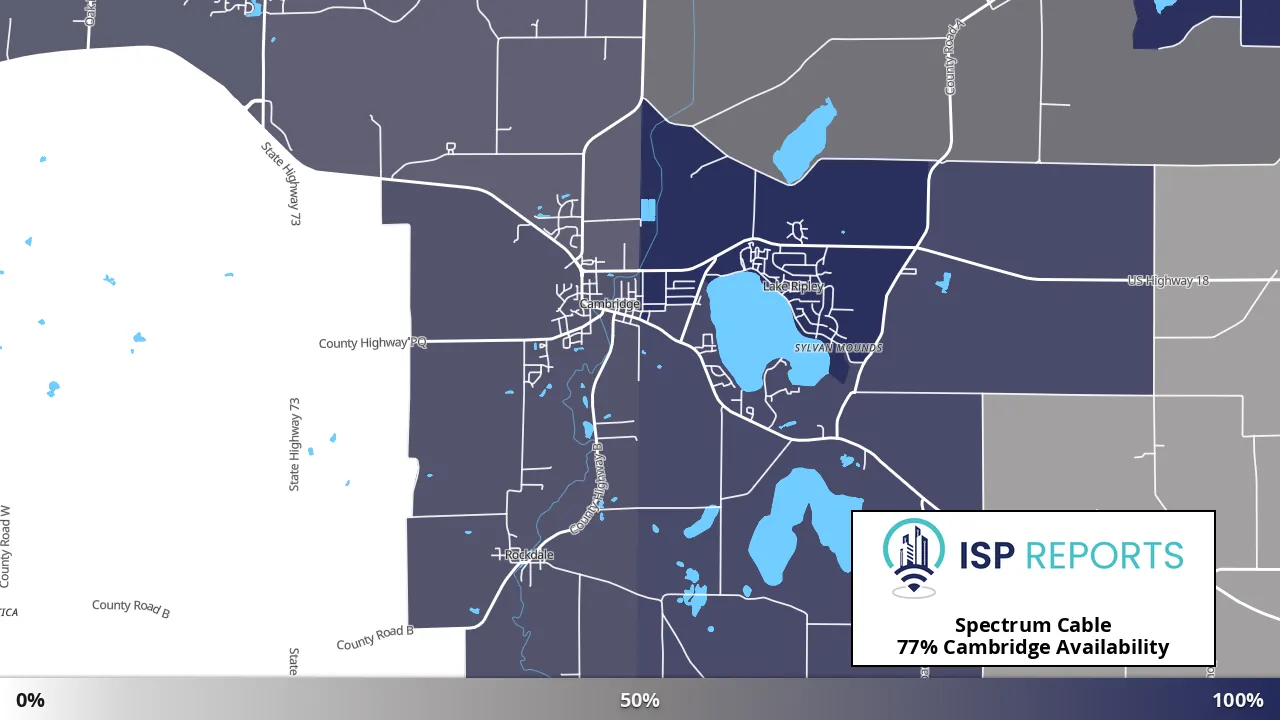Cambridge, WI map of internet availability
