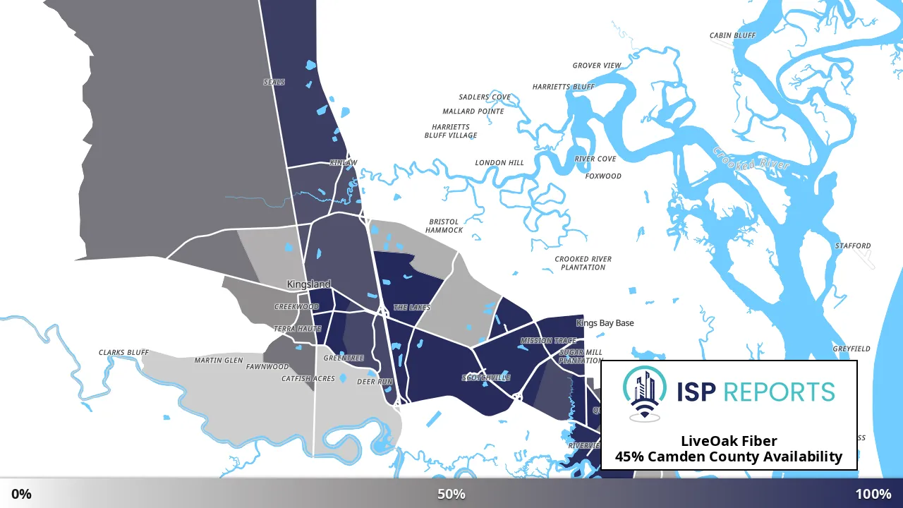 Camden County, GA map of internet availability