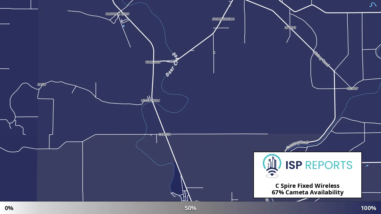 Cameta, MS map of internet availability