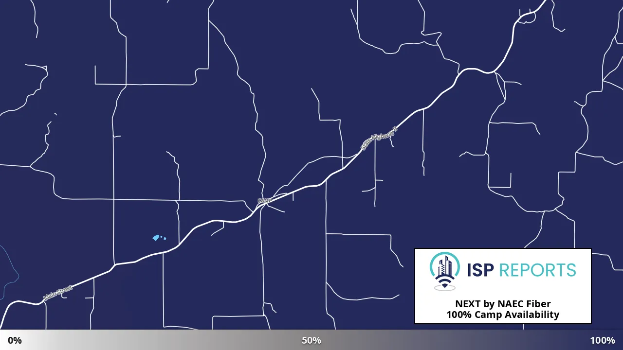 Camp, AR map of internet availability