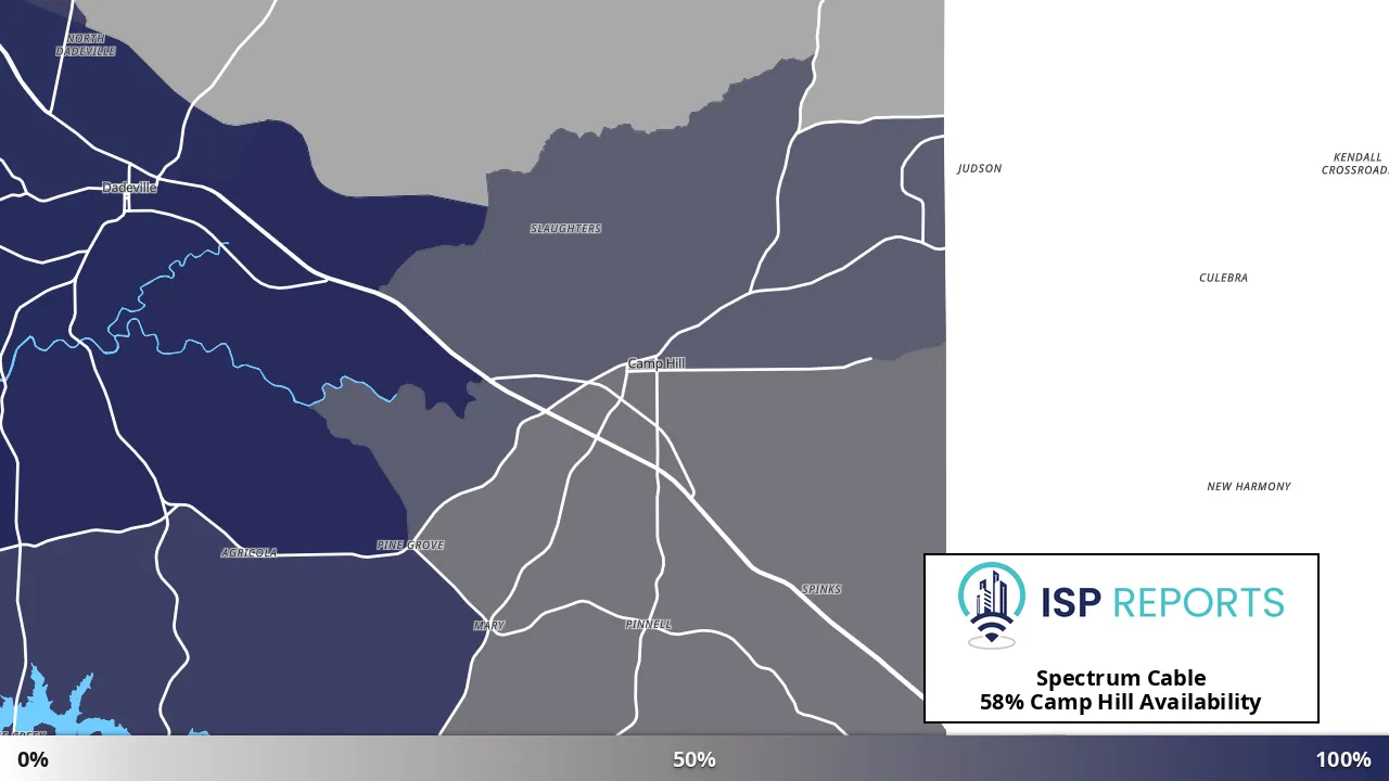 Camp Hill, AL map of internet availability