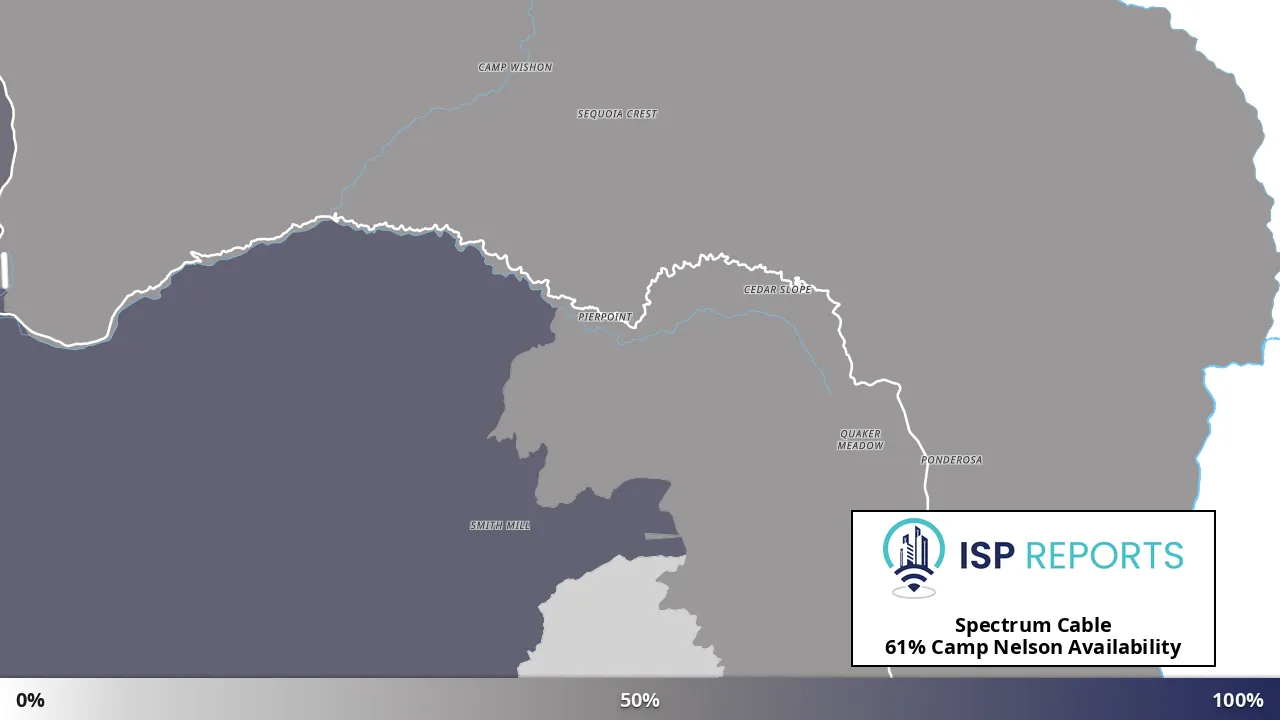 Camp Nelson, CA map of internet availability