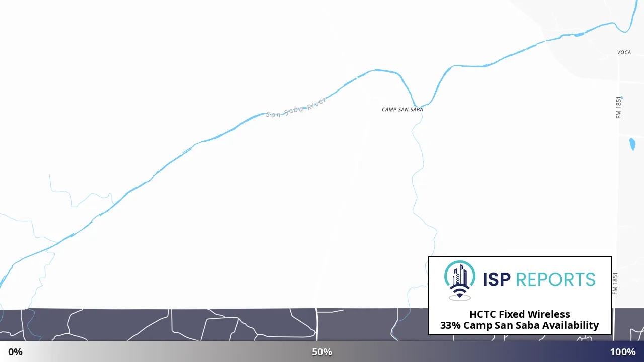 Camp San Saba, TX map of internet availability