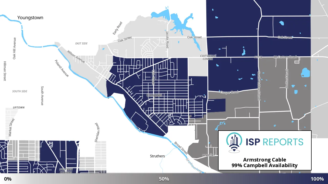 Campbell, OH map of internet availability
