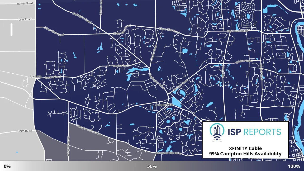 Campton Hills, IL map of internet availability