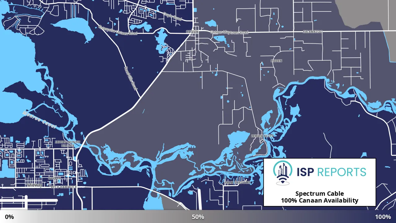 Canaan, FL map of internet availability