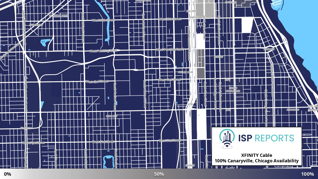 Canaryville, Chicago, IL map of internet availability