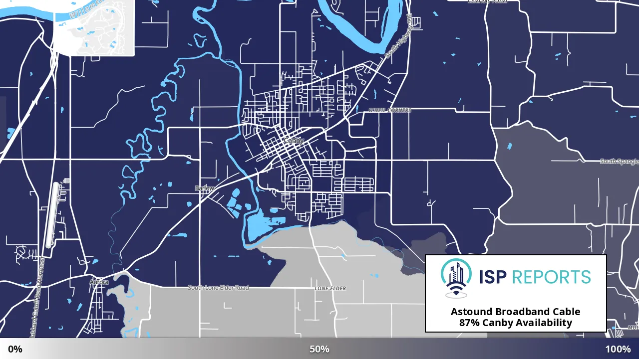 Canby, OR map of internet availability