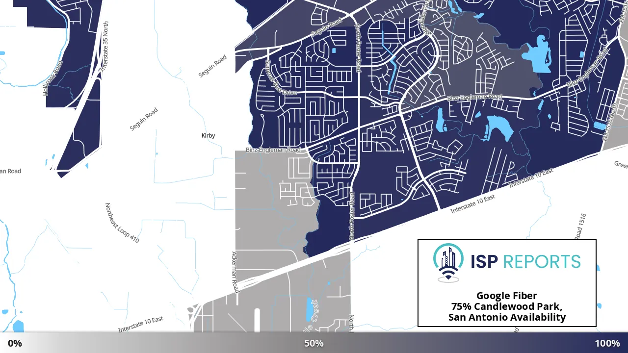 Candlewood Park, San Antonio, TX map of internet availability