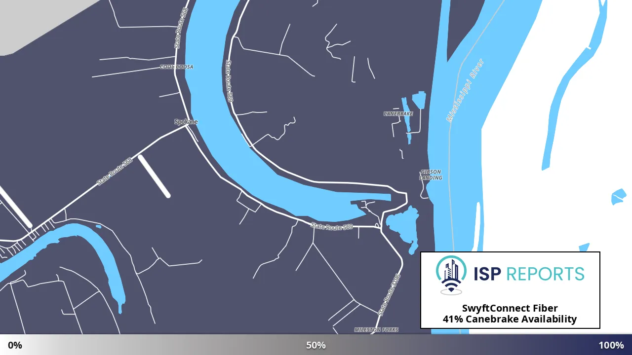 Canebrake, LA map of internet availability