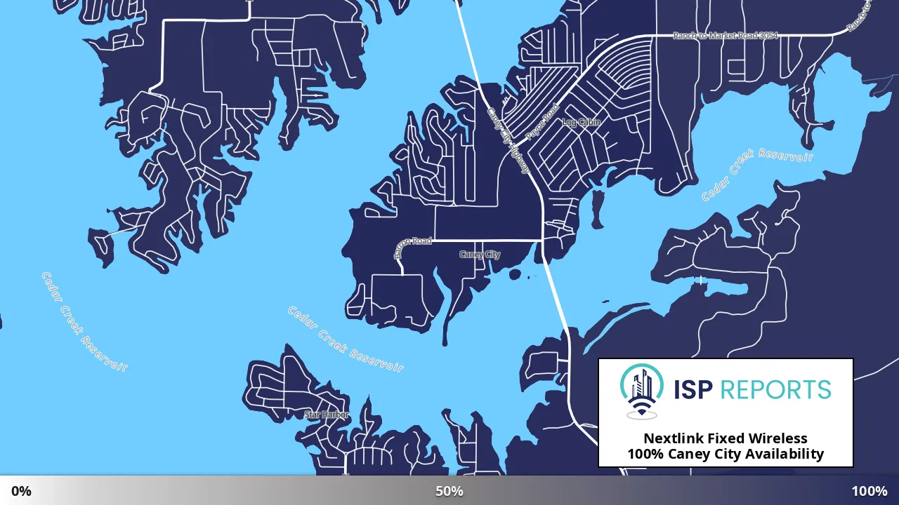 Caney City, TX map of internet availability