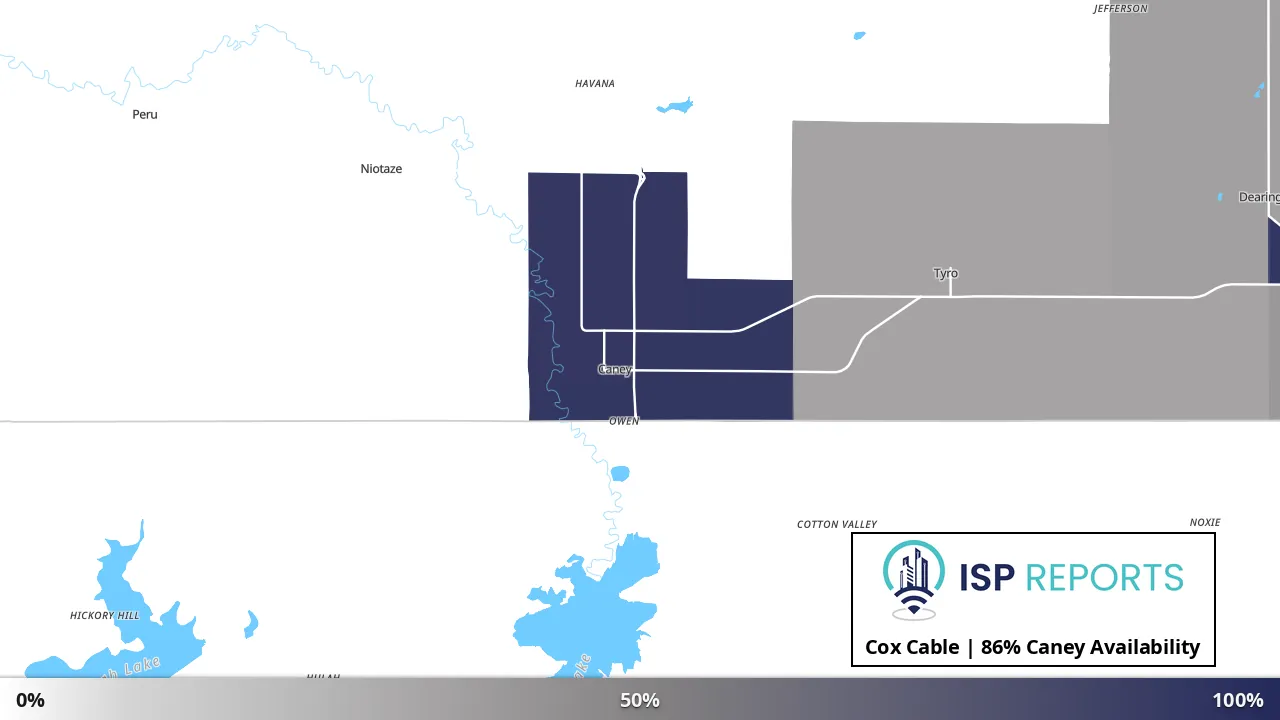 Caney, KS map of internet availability
