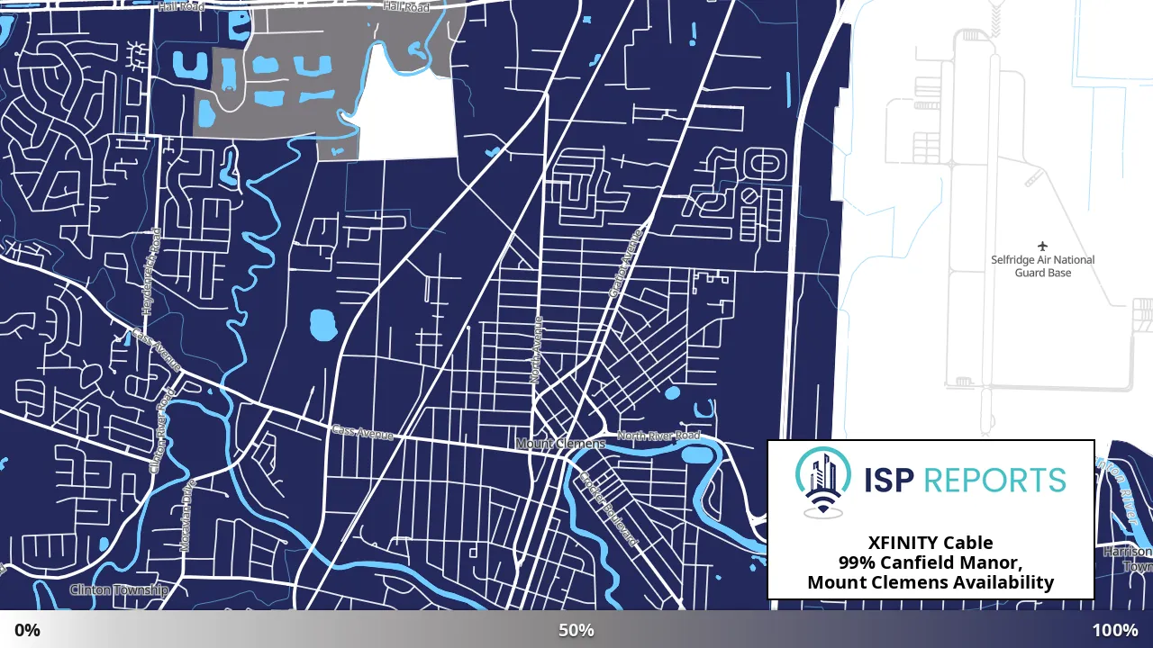 Canfield Manor, Mount Clemens, MI map of internet availability
