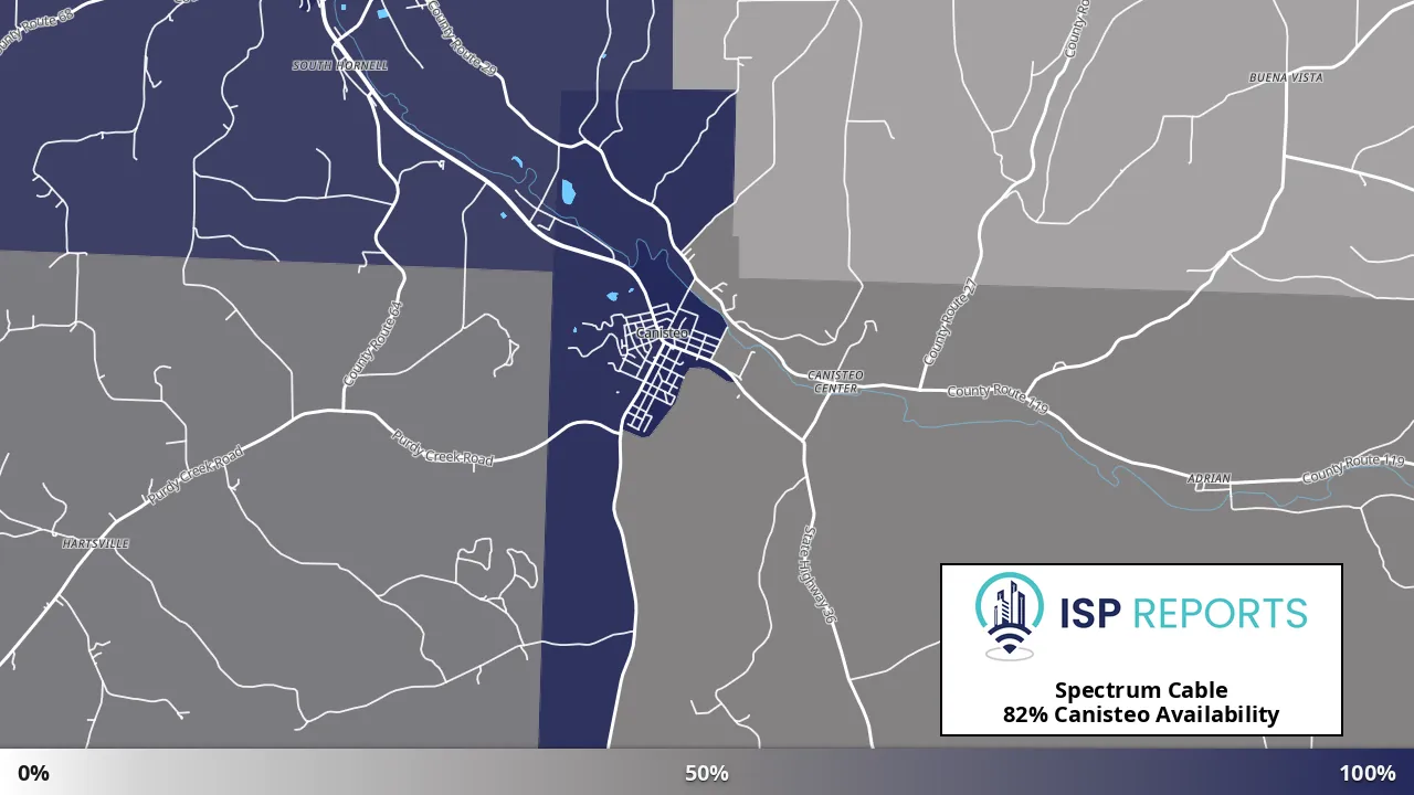 Canisteo, NY map of internet availability