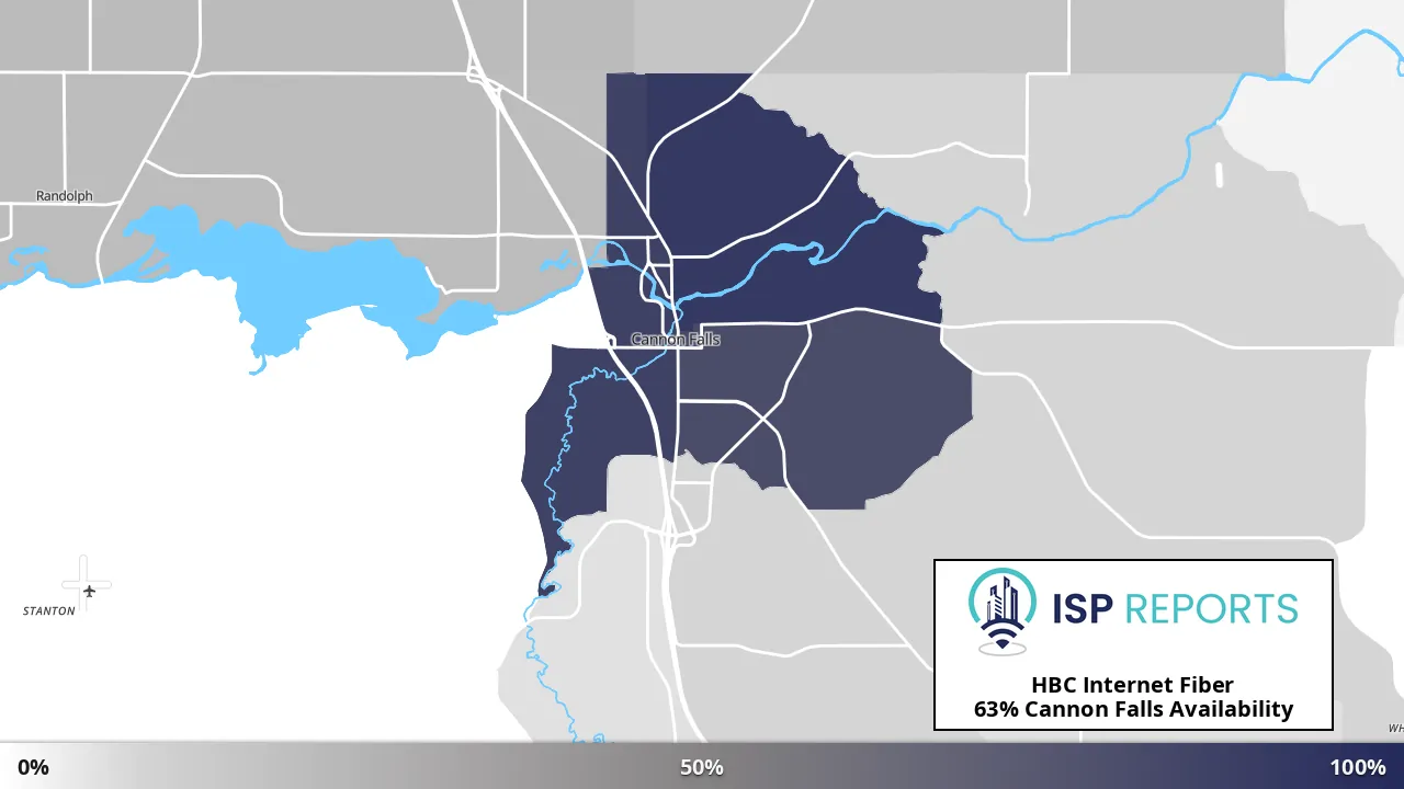 Cannon Falls, MN map of internet availability