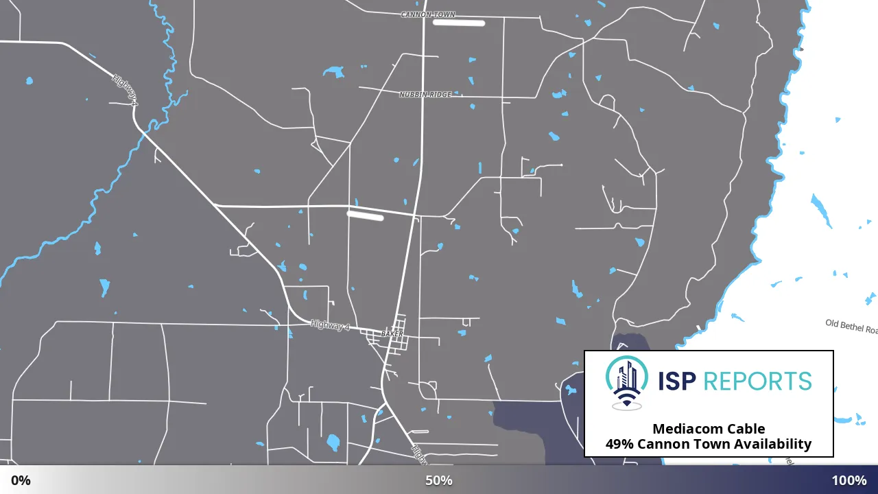 Cannon Town, FL map of internet availability