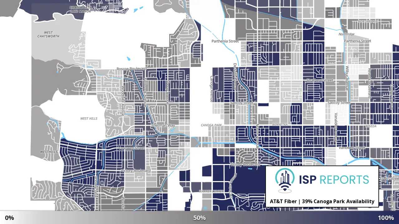 Canoga Park, CA map of internet availability