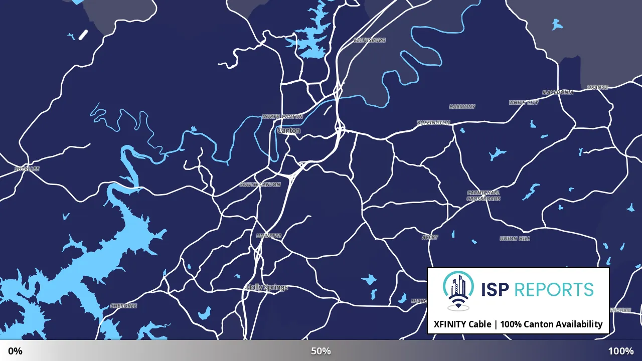Canton, GA map of internet availability