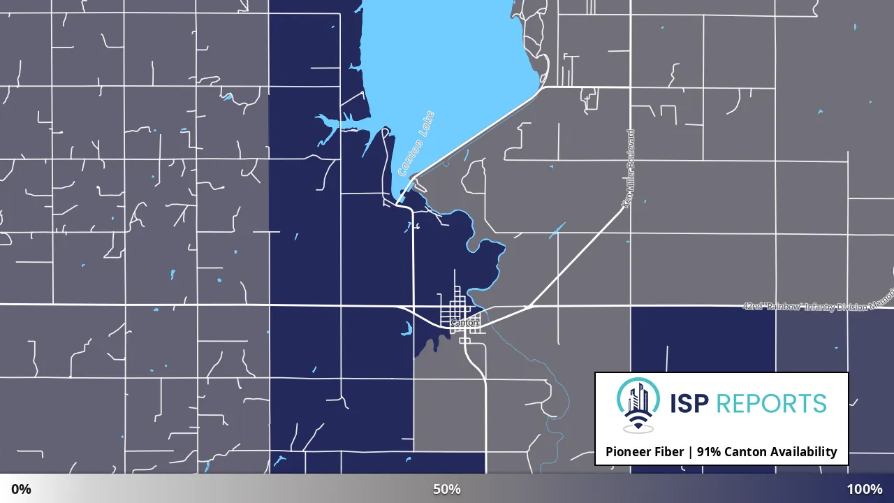 Canton, OK map of internet availability
