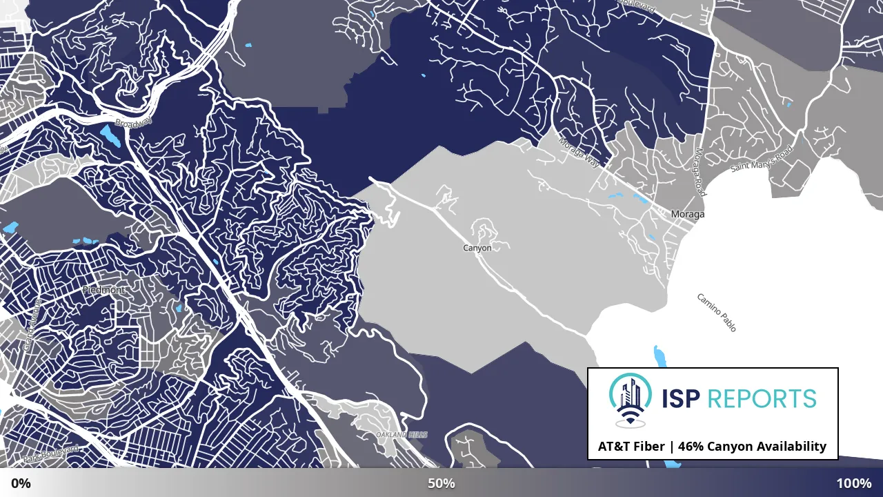 Canyon, CA map of internet availability